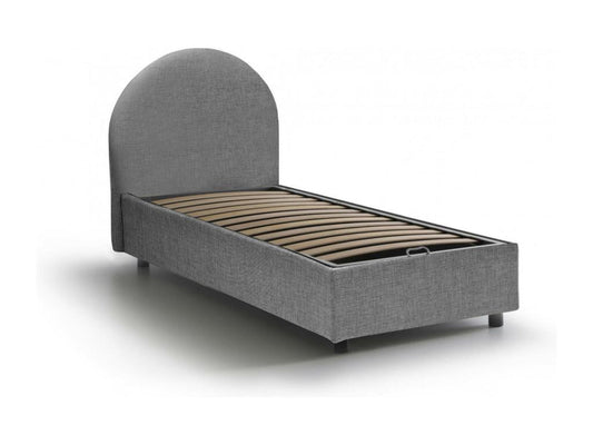 Parisianestop Single Bed with Storage, Fabric Upholstery, Made in Italy, Front Opening, Suitable for 80x190 cm Mattress, Grey, 18156XPCI