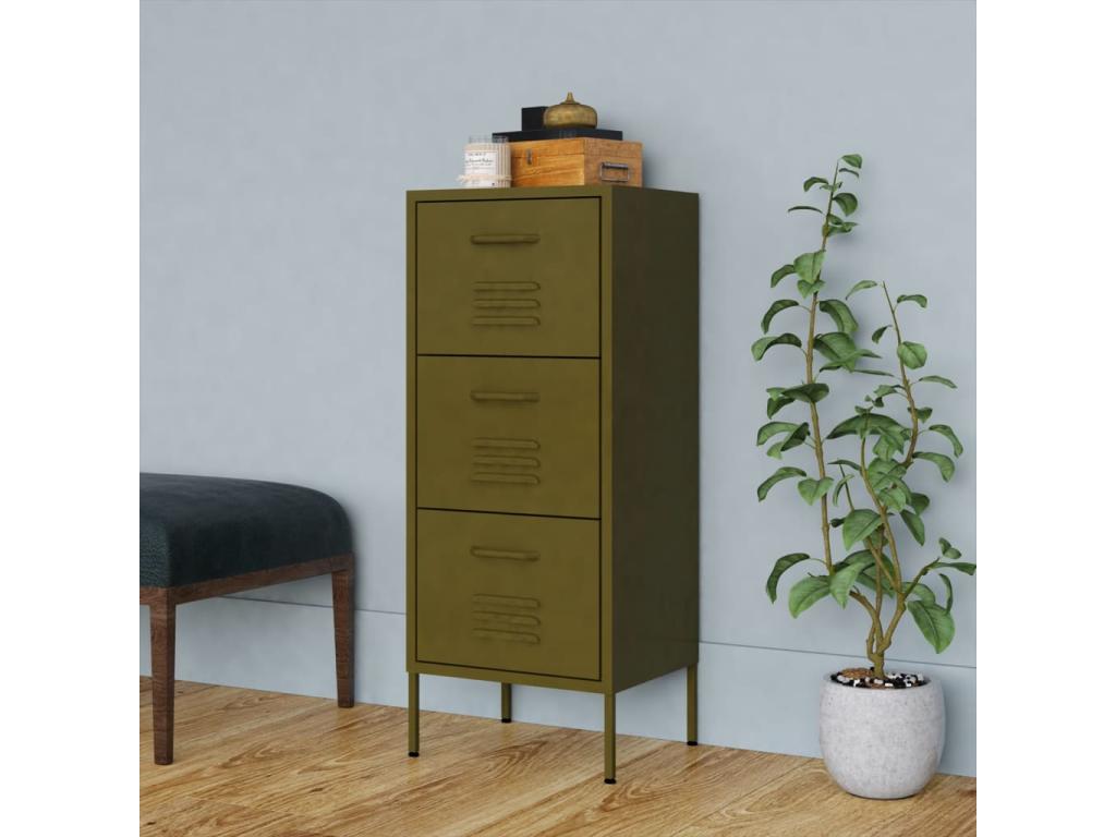 Olive Green Storage Cabinet 42.5x35x101.5 Steel 60332ZQHD