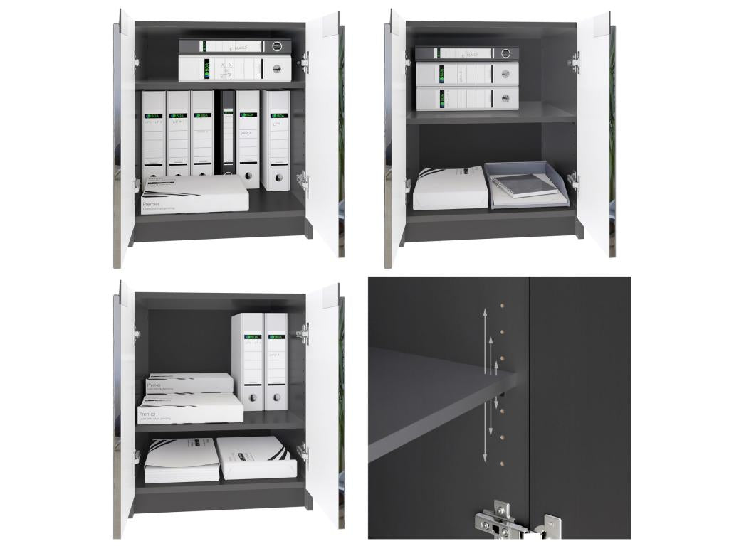 Matte Black and Sawn Oak Effect Storage Cabinet (WxHxD) 51x60.5x54 cm 22598BAEA