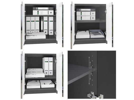 Matte Black and Sawn Oak Effect Storage Cabinet (WxHxD) 51x60.5x54 cm 22598BAEA