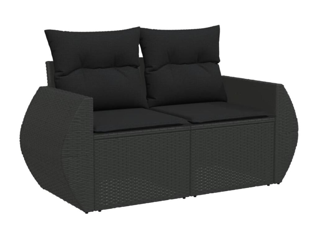 6-piece garden furniture set with cushions, black wicker resin 25124CWDH