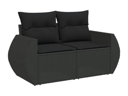 6-piece garden furniture set with cushions, black wicker resin 25124CWDH