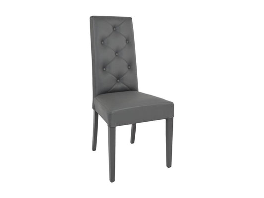 Maisonpuretop - Set of 4 Grey Faux Leather Chairs with Lacquered Legs 72849DYXG