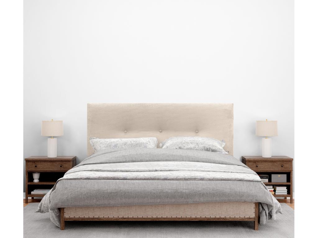 Parisianestop Plain Corduroy Headboard with Buttons 135x105 with Bed Legs 120/135/140 - Beige 35440XCGP