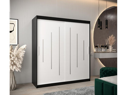 Parisianestop Sliding Door Wardrobe 200/180/62 2 Doors Black/White 22875NXLW