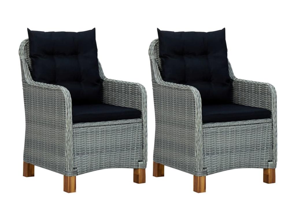 3-piece garden furniture set with cushions, light grey wicker resin, 4 29245KLEY