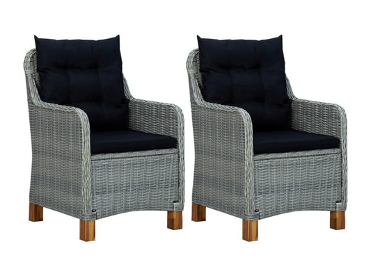 3-piece garden furniture set with cushions, light grey wicker resin, 4 29245KLEY