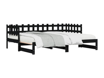 Sliding bed, black, 2 x 80x200 cm, solid pine wood, 07799GHCR
