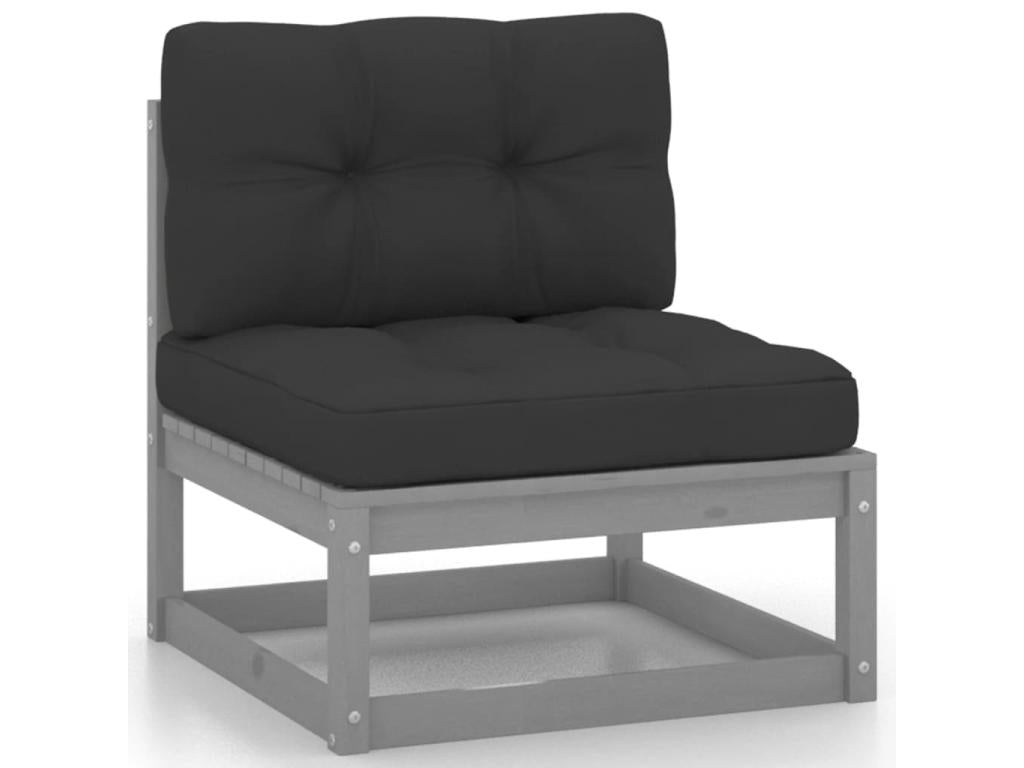 8-piece garden furniture set with cushions, Grey, Solid Pine Wood 86117XRPD