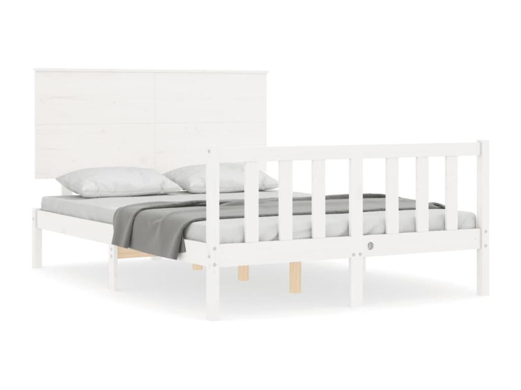 Bed frame without mattress, white, solid pine wood 01891CHNF
