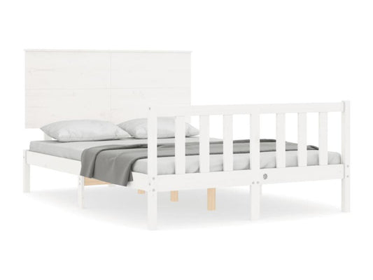 Bed frame without mattress, white, solid pine wood 01891CHNF