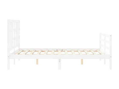 Bed frame with white headboard, 160x200 cm, solid wood, 99757SXSF