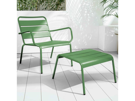 Set of 2 Parisianestop armchairs with grey and green metal footrests Parisianestop 34433AXAO