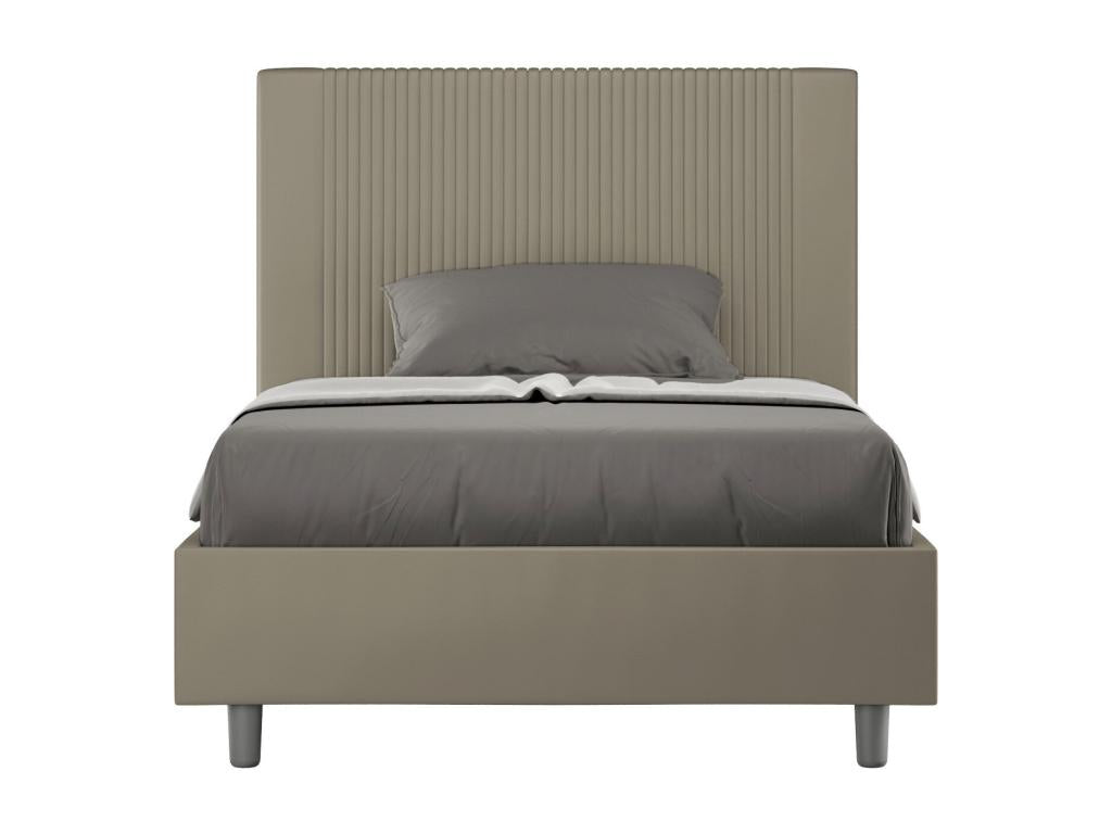 Upholstered storage bed 140x210 cm, cappuccino faux leather, Parisianestop 95052ZMMB