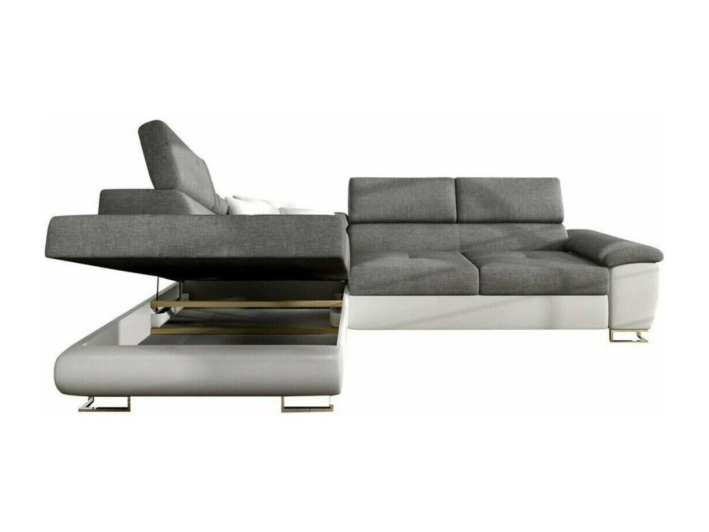 Parisianestop 166 Grey Corner Sofa with Sleeping Function and Bed Box, 270x202x71cm, 51905TQZK