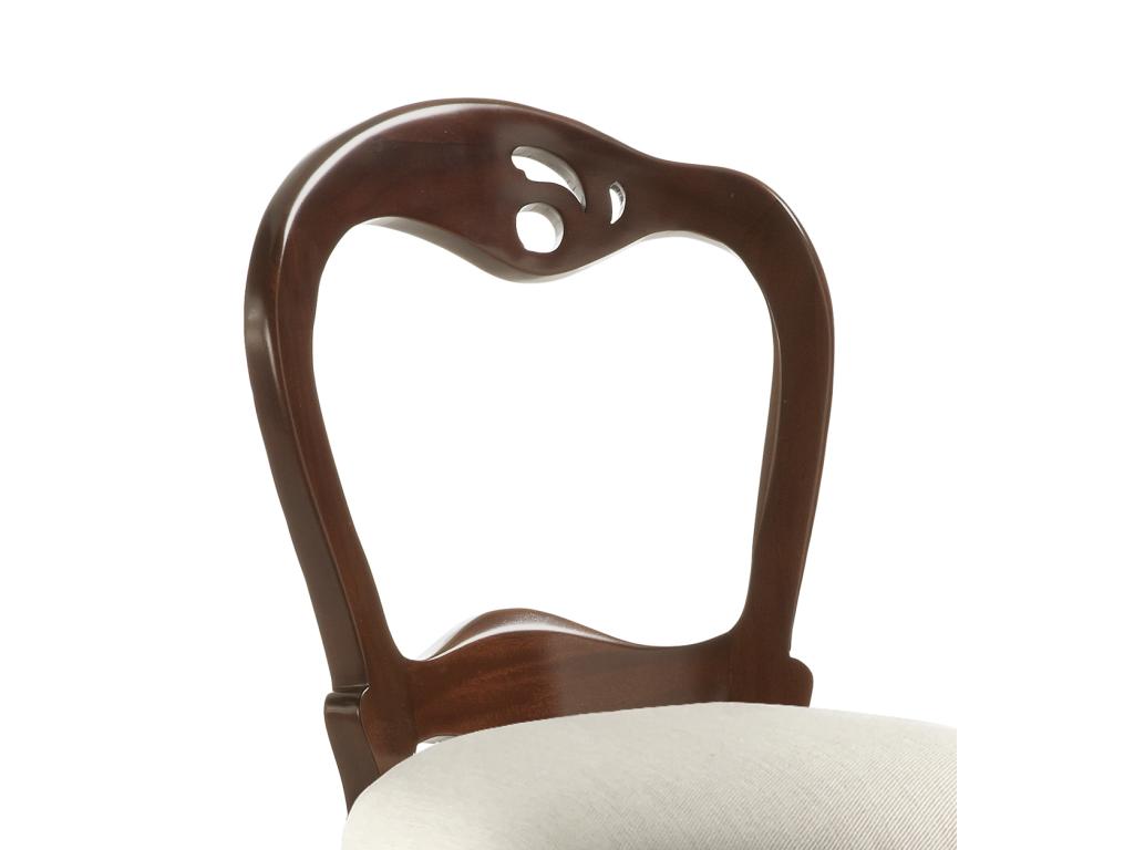Chair in solid mahogany wood and beige fabric Parisianestop 72828ETMX