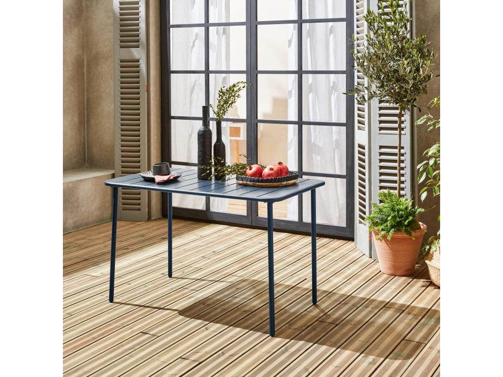 4-seater metal garden table - navy blue - Maisonpuretop - 120x70cm - rust-resistant treatment - Maisonpuretop with rounded edges 58258NQLF