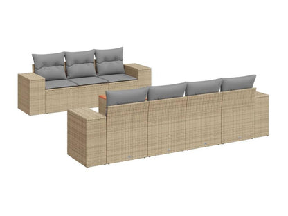 8-piece garden furniture set with cushions, beige woven resin 04819NSMM
