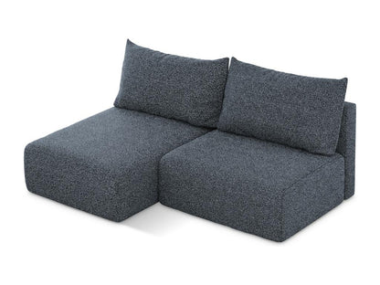 Left-hand corner sofa bed, 3-seater, without armrests, in Bouclé style - dark blue - Parisianestop 68823GJEJ