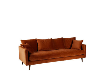Parisianestop - 3-seater convertible sofa in velvet with dark wood legs - Rust 33147EHYM