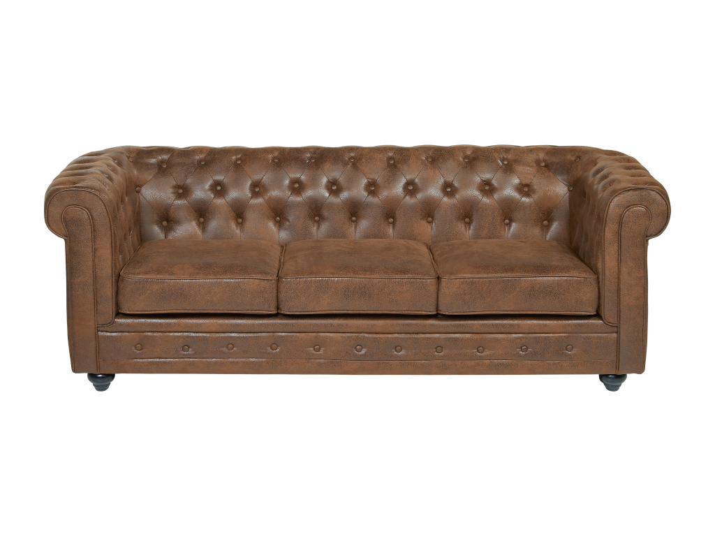 Maisonpuretop 3-seater sofa in aged leather-look microfiber 07038GDQQ