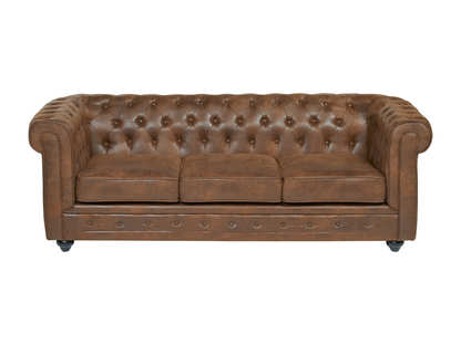 Maisonpuretop 3-seater sofa in aged leather-look microfiber 07038GDQQ