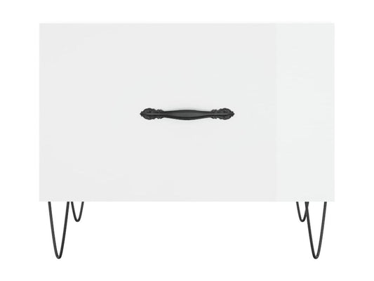 Glossy white coffee table 50x50x40 cm engineered wood 75660PINC