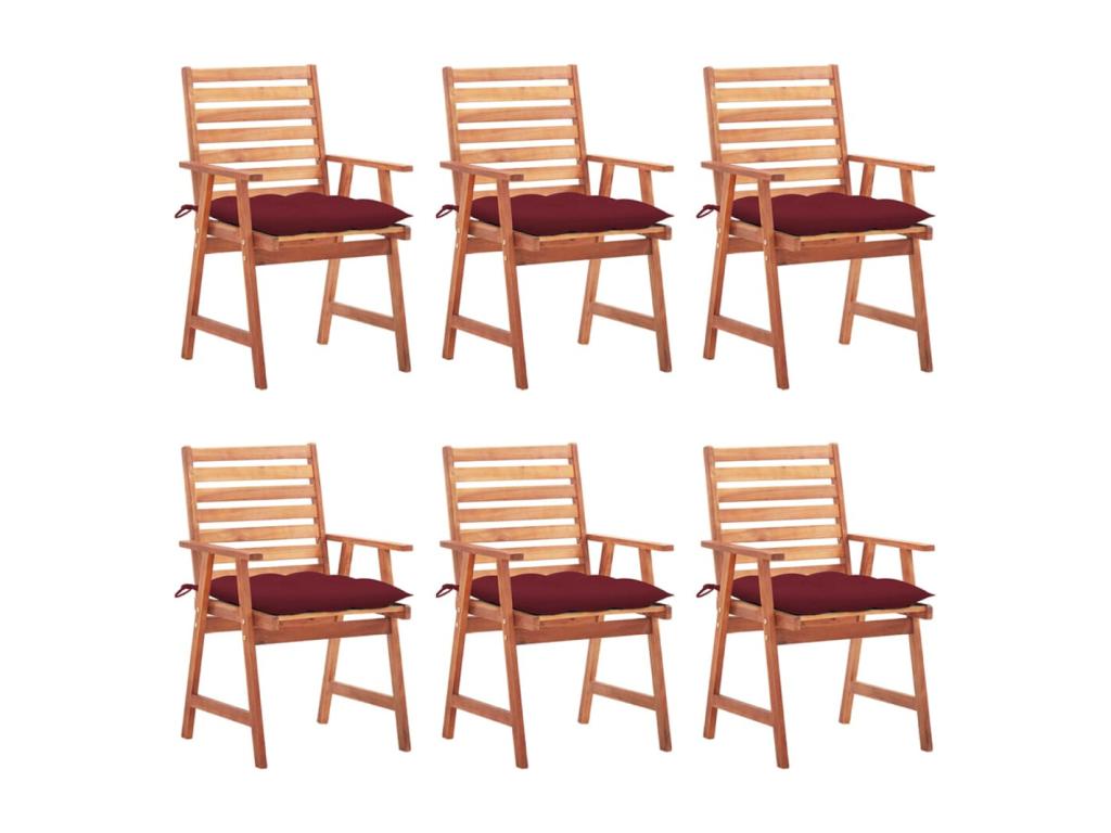 Set of 6 outdoor dining chairs with cushions, Parisianestop solid wood 08460YEXP