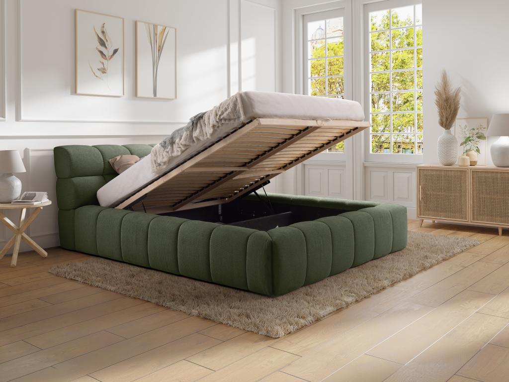 160x200 cm Storage Bed - Fabric - Green - Maisonpuretop 68728WWOV