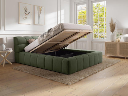160x200 cm Storage Bed - Fabric - Green - Maisonpuretop 68728WWOV