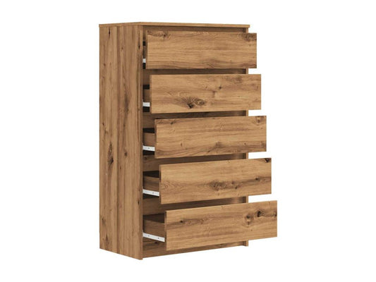 Handcrafted oak chest of drawers, 60x36x103 cm, engineered wood, 39382HUNT