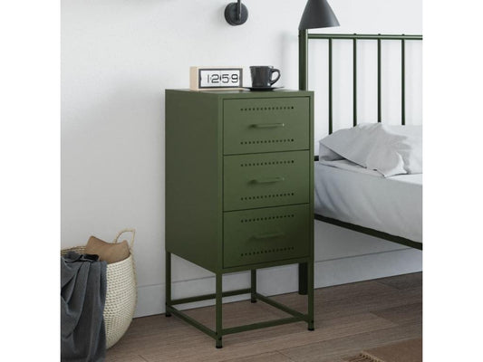 Olive green bedside table 36x39x78 cm steel 94208UQSC