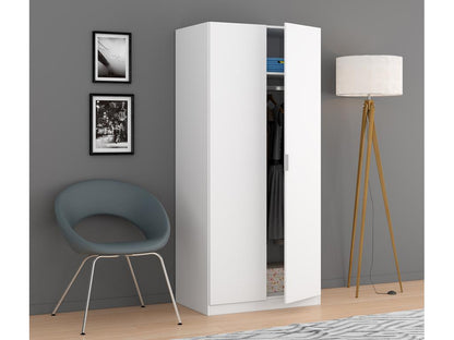 Wardrobe with 2 doors, white - 180x81x52 cm 34091HQMJ