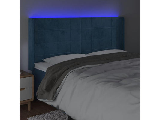 Dark Blue LED Headboard 163x16x118/128 cm Velvet 27279KWBB