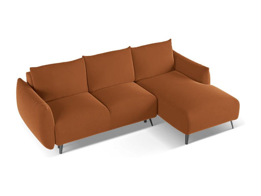 Convertible right-hand corner sofa in velvet - terracotta - Parisianestop 31434JCNE