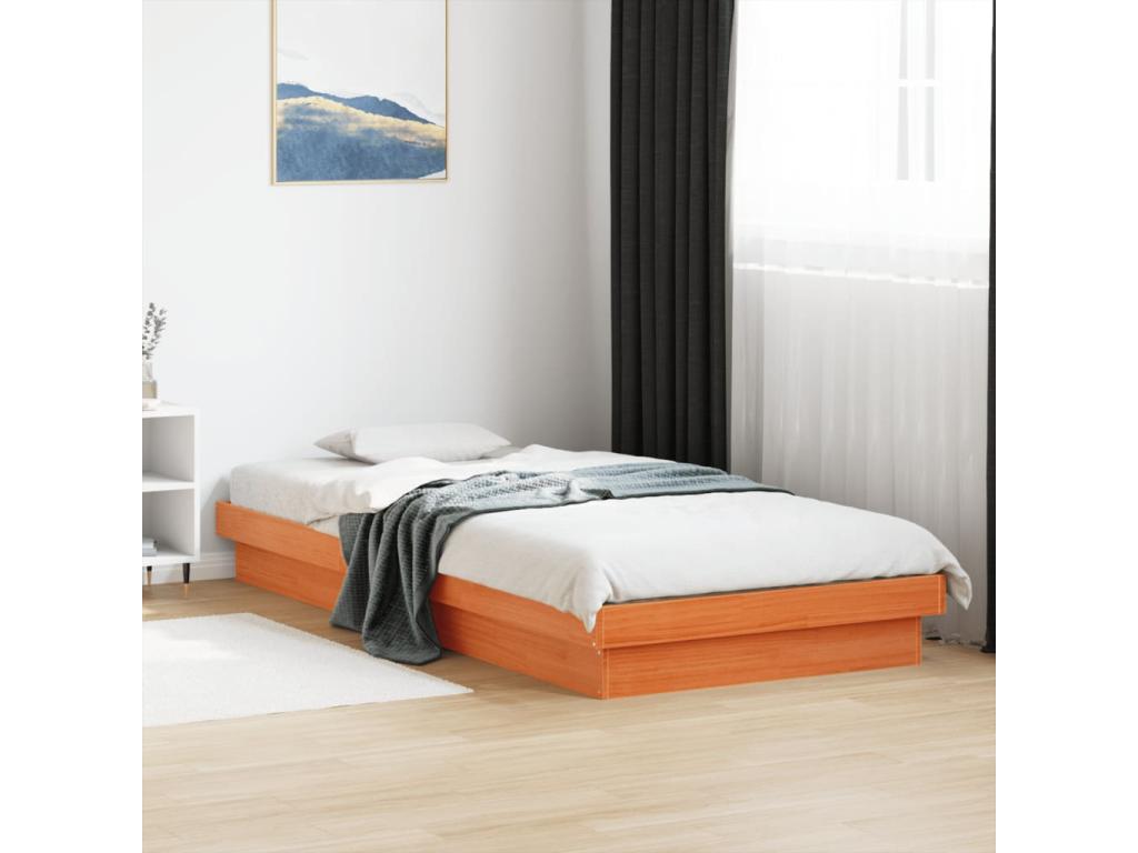 LED bed frame without mattress 100x200 cm solid wood 31042XQQK