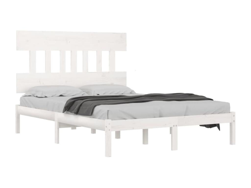 Bed frame without mattress white 140x190 cm solid wood 82720ICXJ