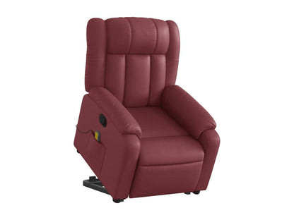 Reclining massage chair, burgundy red faux leather, 05456FKKY