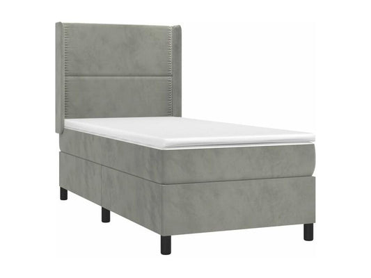 Parisianestop bed base and mattress, light grey, 100x200 cm, velvet, 24383AAQA