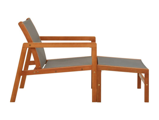 Garden chair and footrest, Eucalyptus Grey and textilene, 42778XQNM