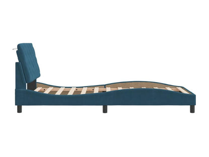 Bed frame with blue headboard 100x200 velvet 65040TUWH