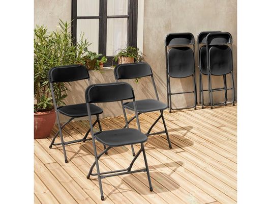 Folding reception chairs – Parisianestop – 6 extra chairs in dark grey plastic and metal 19082UJKB