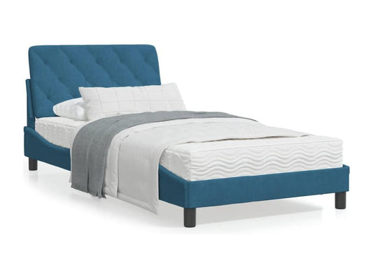 Bed frame with blue headboard 100x200 velvet 65040TUWH
