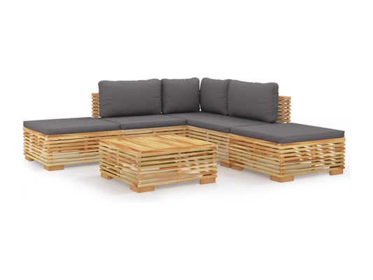6-piece garden furniture set with cushions, solid teak wood, 99926ANQA