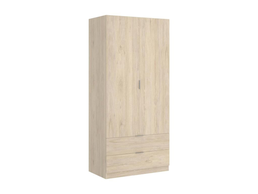 Parisianestop Wardrobe with Clothes Hanger for Bedroom, Wardrobe with 2 Hinged Doors and 2 Drawers, 81x52x184 cm, Oak, 28032SDAM
