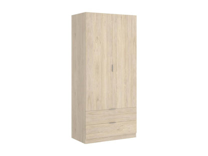Parisianestop Wardrobe with Clothes Hanger for Bedroom, Wardrobe with 2 Hinged Doors and 2 Drawers, 81x52x184 cm, Oak, 28032SDAM