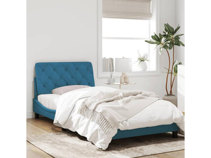 Bed frame with blue headboard 100x200 velvet 65040TUWH