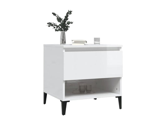 Glossy White Side Table 50x46x50 Engineered Wood 35014JXEZ