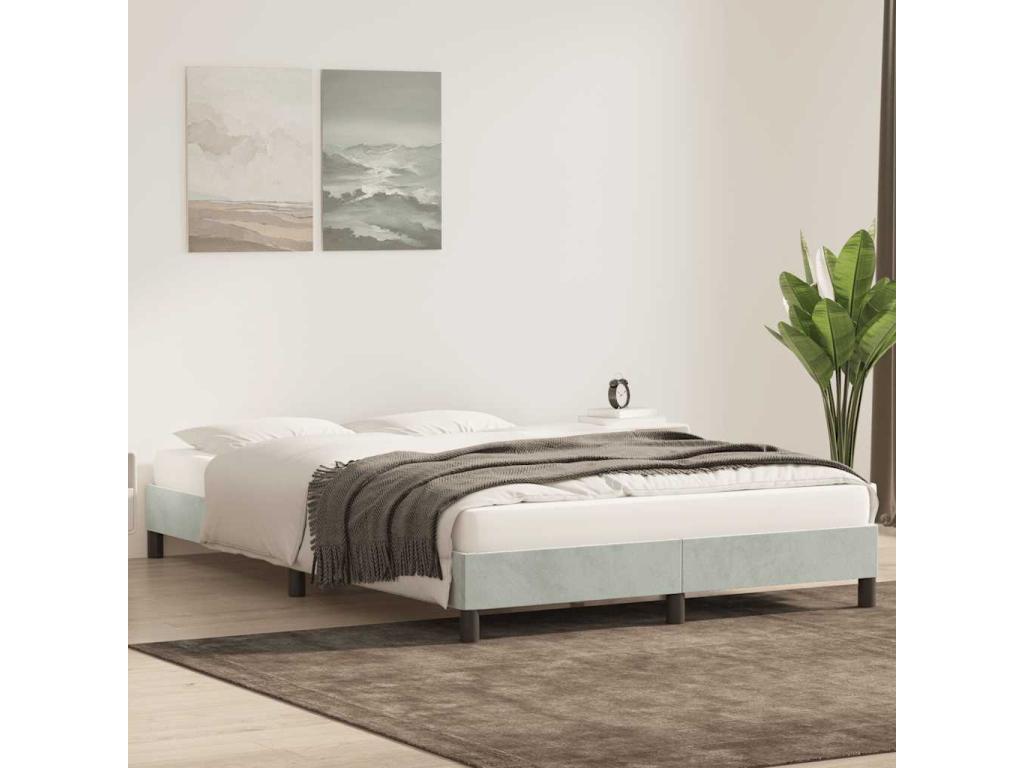 Bed frame without mattress light gray 140x220 cm velvet 16725FLQP