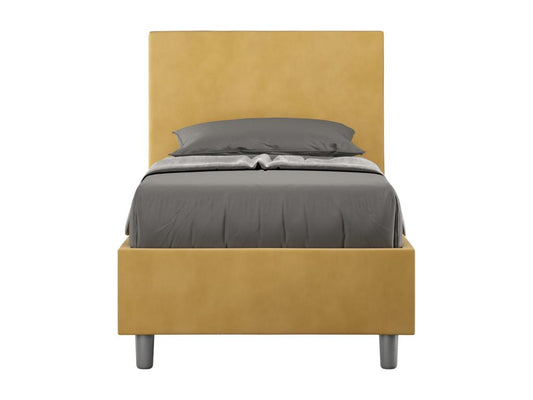 Parisianestop bed with 80x190cm upholstered slatted base in ochre microfiber 81205PZPY